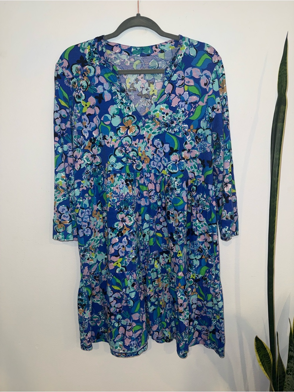 Lilly Pulitzer Alaina dress Sz XL extra large blue 100% cotton floral - Picture 7 of 11